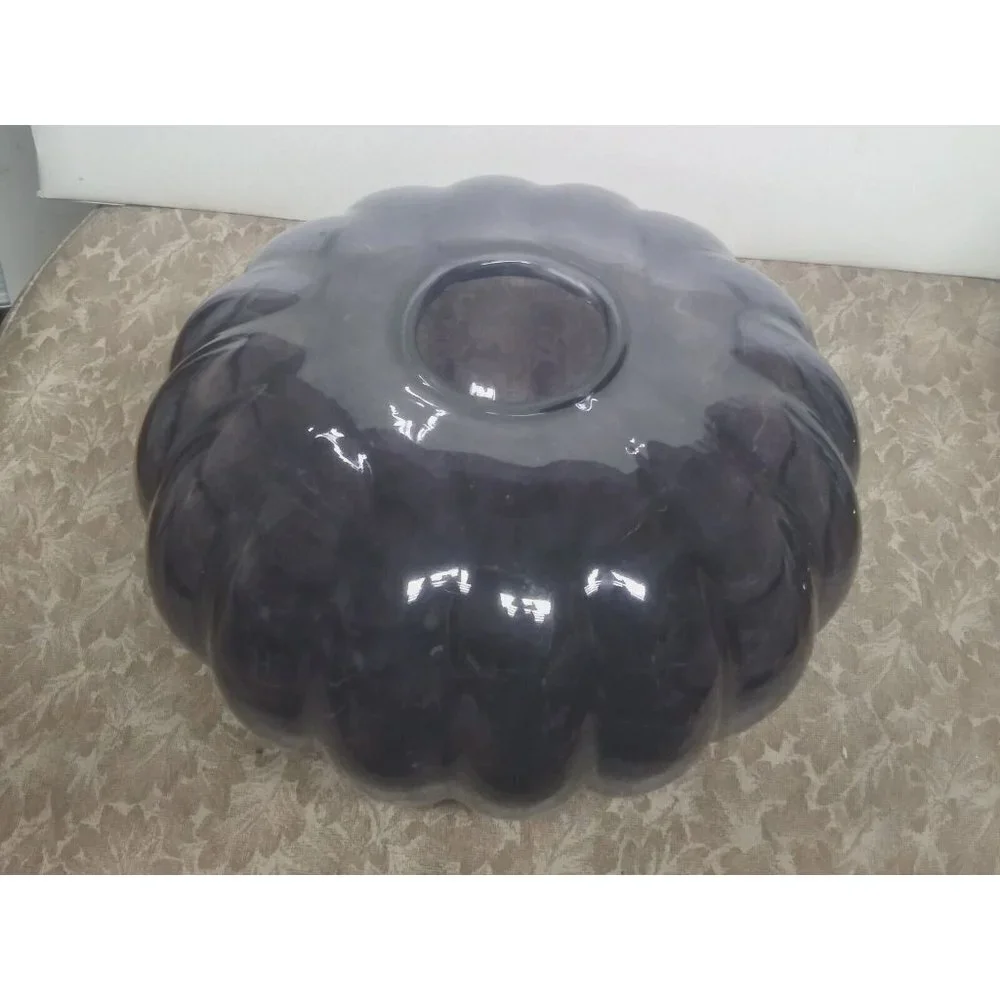 Gunnel Sahlin Vase Ikea Large glass Purple flash paint 1990s Pumpkin shaped 9.5